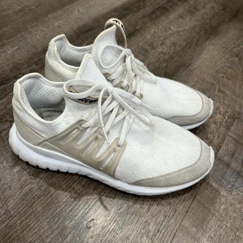 Adidas White and Tan Sneakers adidas Tubular Radial men’s size 9 GOAT